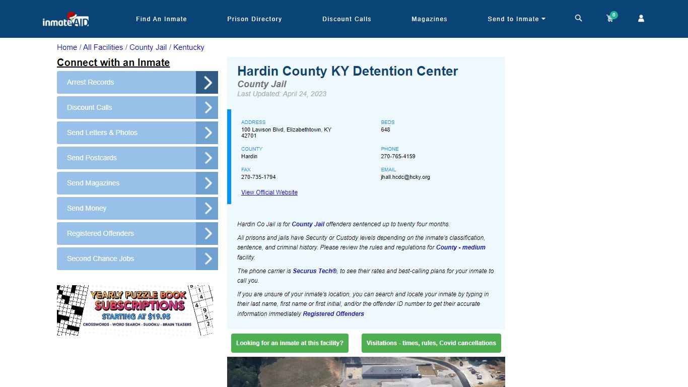 Hardin County KY Detention Center - Inmate Locator - Elizabethtown, KY